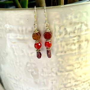 Tourmaline carnelian & garnet earrings